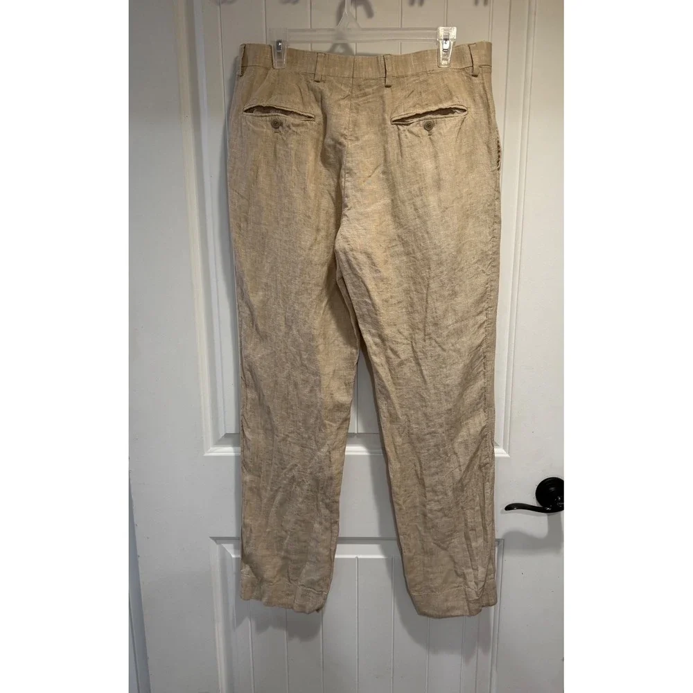 Joseph Abboud Beige Linen Chino Pants 34x31 Coastal Beach Summer Vacation Preppy